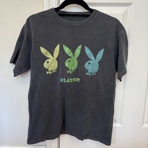 Playboy Graphic Tee – XS – Faded Black Vintage-Style Shirt 🐰